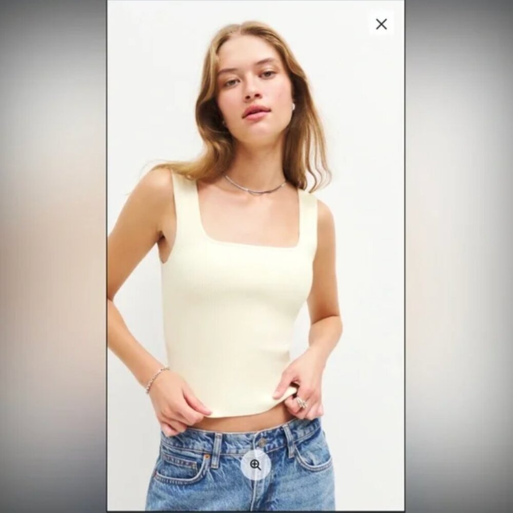 Reformation Julia Ribbed Sweater Tank Ivory